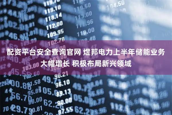配资平台安全查询官网 煜邦电力上半年储能业务大幅增长 积极布局新兴领域